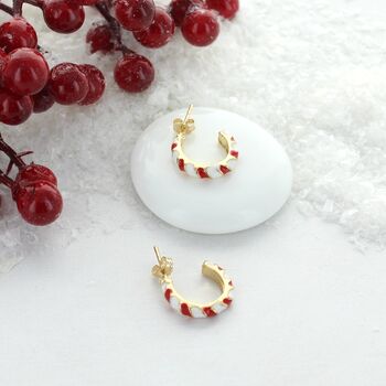 Enamel Christmas Hoop Earrings, 3 of 5