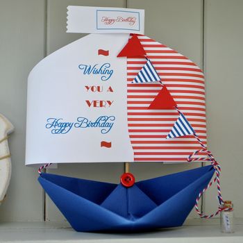 Happy Birthday Paper Boat Card Gift Keepsake, 3 of 12