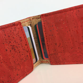 Sustainable Cork Card Holder Red, 2 of 5