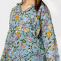 Pale Blue Floral 100% Cotton Ladies Pyjamas, thumbnail 8 of 8