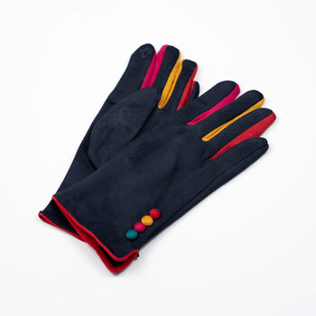 Navy Blue Gloves With A Pop Of Colour, 4 of 5