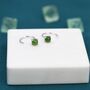 Genuine Jade Crystal Huggie Hoop Earrings, thumbnail 5 of 11