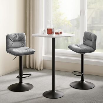 Set Of Two Bar Stools Pu Cover Height Adjustable, 2 of 12