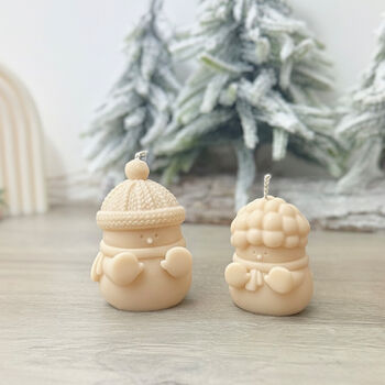 Pair Of Christmas Snowman Candles And Christmas Decorations, 10 of 10