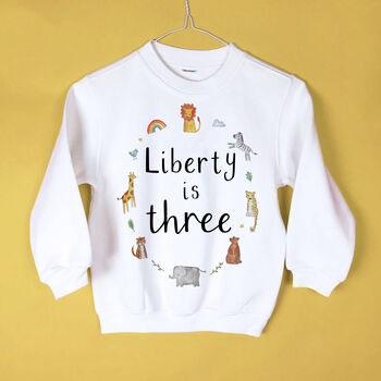 Personalised Name 'Is Three' Birthday Sweatshirt, 2 of 2