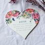 Pink Peony Sister White Acrylic Mini Heart Wall Hanging, thumbnail 2 of 5