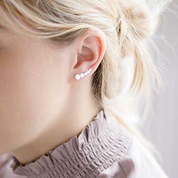 Sterling Silver Round Climber Earrings, 3 of 5
