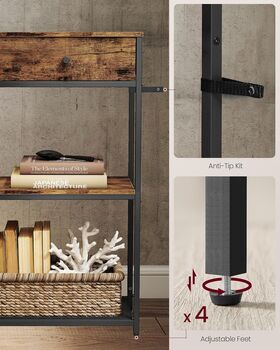 Narrow Console Table Three Tier Fabric Drawer Table, 5 of 7