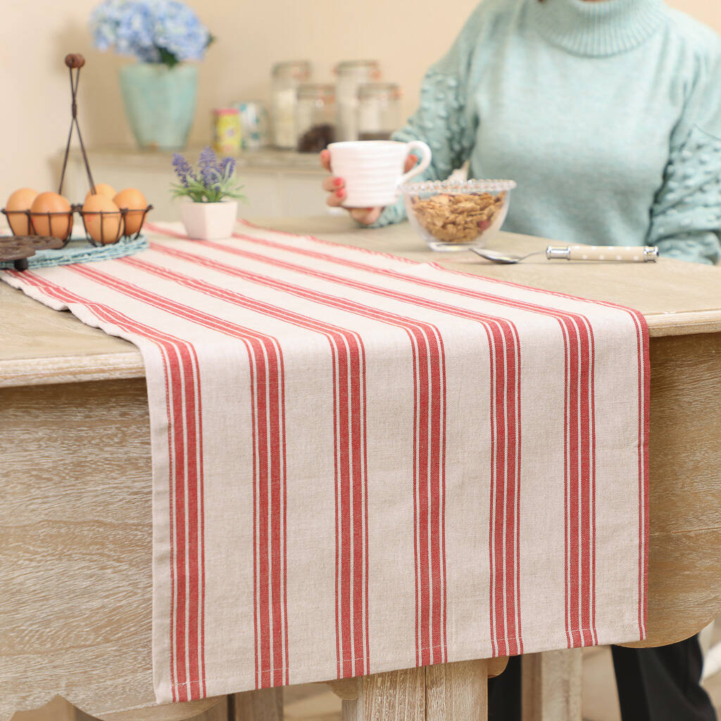 french country red striped table runner by dibor