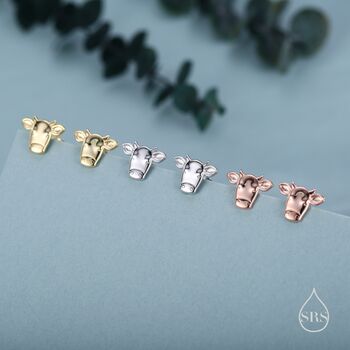 Bull Stud Earrings In Sterling Silver, 2 of 11