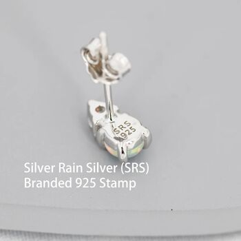 Opal With Cz Stud Earrings In Sterling Silver, 8 of 11
