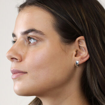 Sterling Silver Hammered Stud Earrings, 3 of 3