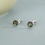 Sterling Silver Natural Dark Moss Agate Stud Earrings, thumbnail 1 of 12