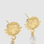 14 K Gold Pearl Goddess Sunburst Stud Earrings, thumbnail 2 of 5