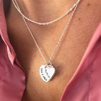 Personalised Double Heart Charm Necklace, 2 of 11