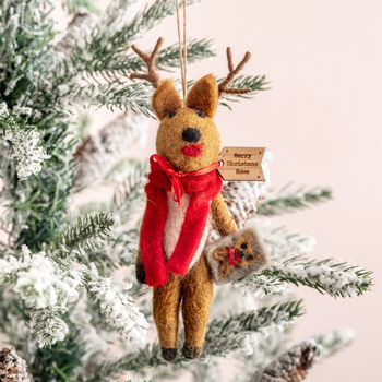 Personalised Felt Selfie Reindeer Christmas Decoration, 5 of 9