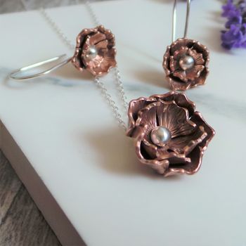Copper Flower Drop Earrings, 6 of 6