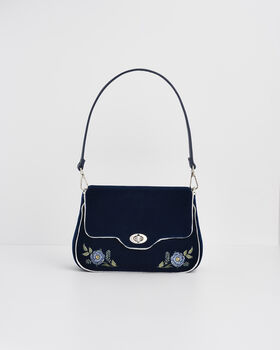 Rose Embroidered Blue Clutch, 6 of 9