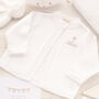 White Personalised Christening Matinee Cardigan With Cross, thumbnail 1 of 12