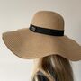 Personalised Large Floppy Beach Sun Hat Straw Hat, thumbnail 2 of 6