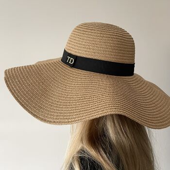 Personalised Large Floppy Beach Sun Hat Straw Hat, 2 of 6