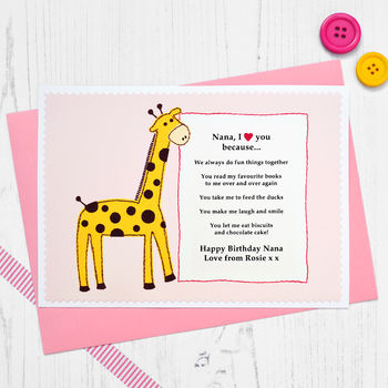'Giraffe Love You Because' Personalised Birthday Card, 3 of 3