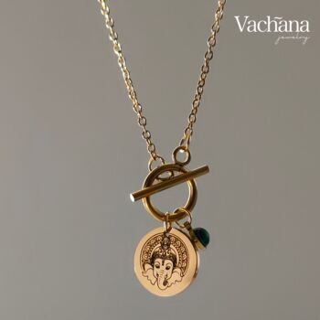 Goddess Ganesha Malachite Pendant Necklace, 5 of 8