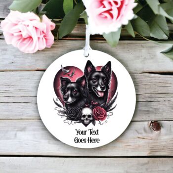 Personalised Gothic Dog Wolf Couple Love Decoration, 2 of 2