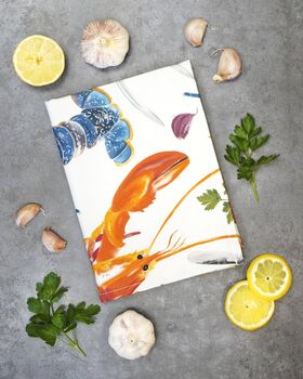 Lobster Tea Towel | 100% Cotton | Colourful Coastal Kitchen Gift, 4 of 4