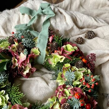Christmas Fresh Hydrangea And Berry Wreath, 11 of 11