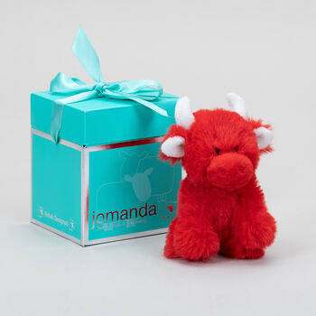 Mini Highland Collectible Red Soft Toy Cow With Pop Up Box, 2 of 9
