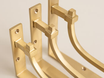 Satin Brass Industrial Style Solid Brass Shelf Brackets, 5 of 8