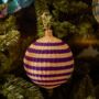 Purple Striped Christmas Baubles Pack Of Three, thumbnail 1 of 7
