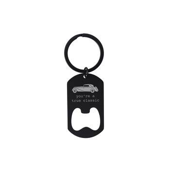 'True Classic' Black Bottle Opener Keyring | Key Accessory | Father's Day Gift, 2 of 2