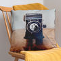 Personalised Vintage Camera Lens Photo Cushion, thumbnail 3 of 6