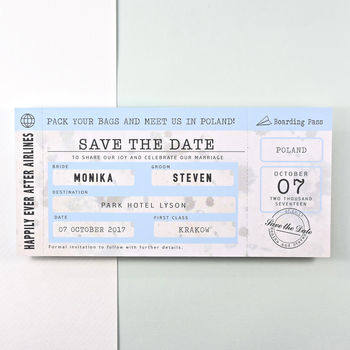 Boarding Pass Save The Date Vintage Style, 2 of 10