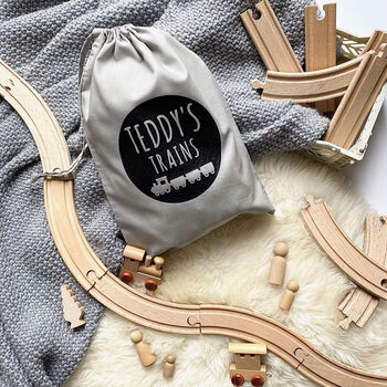 Personalised Train Toy Storage Bag, 2 of 6