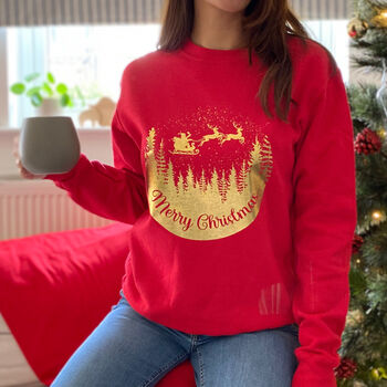 Gold Foil Merry Christmas Sweatshirt / Eco Sustainable, 5 of 6