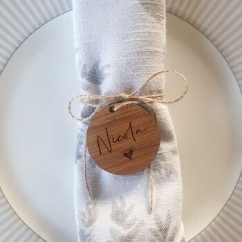 Personalised Solid Oak Napkin Tags, 2 of 3