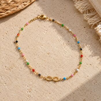 Multi Coloured Beaded Infinity Anklet, 3 of 5
