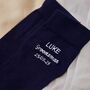 Personalised Navy Ankle Message Wedding Socks, thumbnail 4 of 5