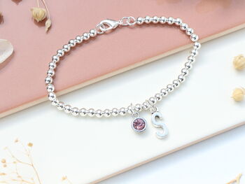 Personalised Initial And Birthstone Charm Bracelet, 5 of 10