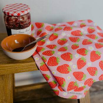 Sweet Strawberries Organic Cotton Tea Towel, 6 of 6