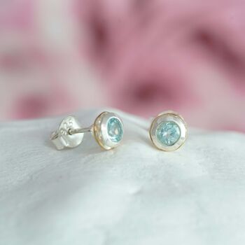 Handmade Blue Topaz Stud Earrings, 4 of 10