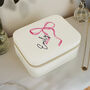 Personalised Pink Bow Travel Jewellery Box Gift For Her, thumbnail 1 of 6