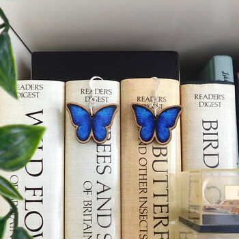 Blue Morpho Butterfly Wooden Earrings, 5 of 10