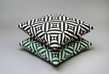 Optic Geometric Gokarna Pattern Cotton Cushion Cover, 4 of 9