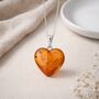 Personalised Sterling Silver Amber Heart Pendant Necklace, thumbnail 6 of 10
