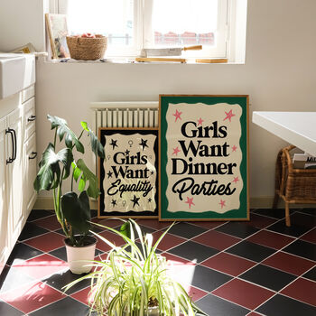 Girls Want Equality Feminist Wall Art Print, 6 of 9