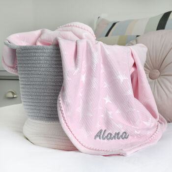 Personalised Embossed Star Pink Baby Blanket, 3 of 8